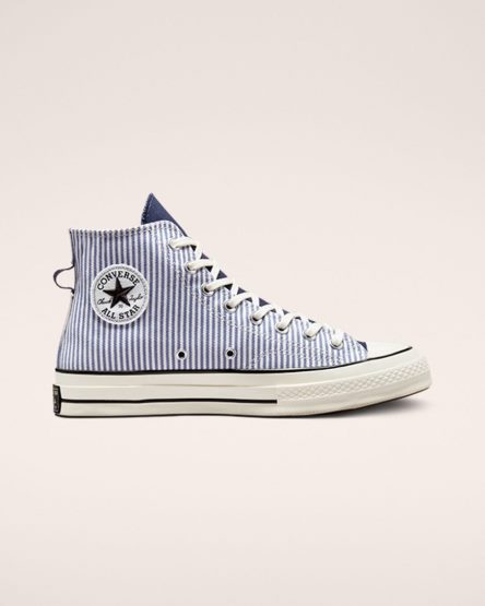 Zapatillas Altas Converse Chuck 70 Crafted Stripe Mujer Azules Indigo Negras | PE P27540